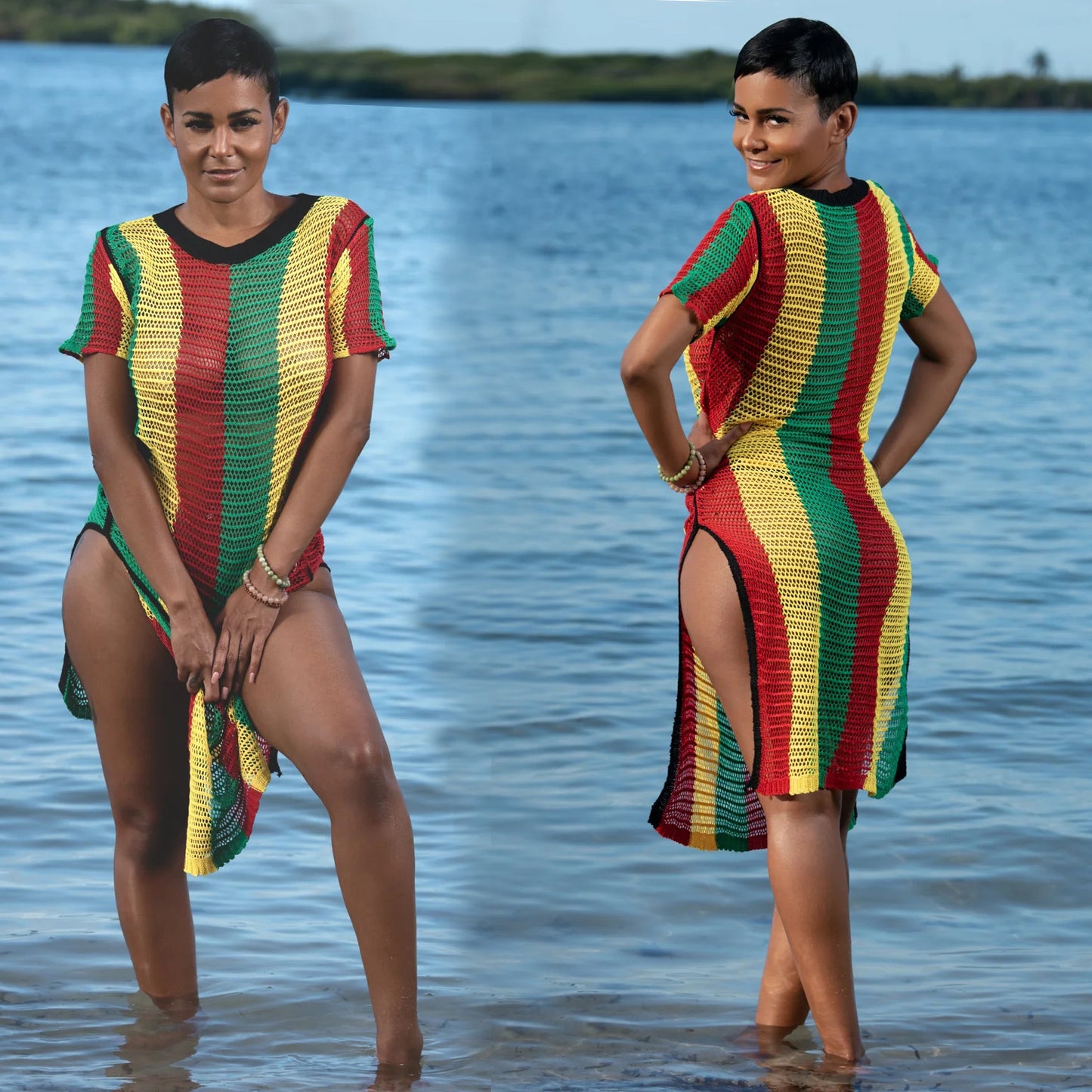 Rasta Fari Hand Knitted Cover Up Dress